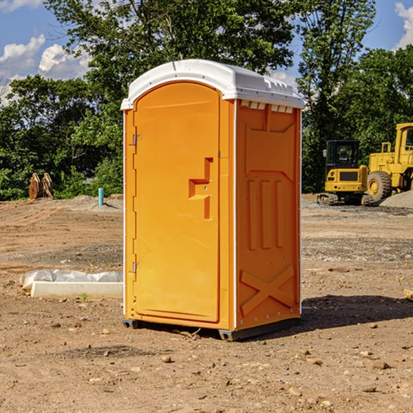 how often are the portable restrooms cleaned and serviced during a rental period in New Carlisle